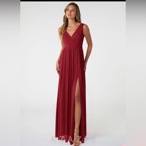 Azazie Tanicia, size 8 burgundy bridesmaid dress